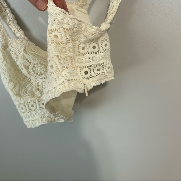 Zara Crochet Cream Ivory Crop Top Bralette Sweetheart Neckline Women’s Large - Picture 4 of 6
